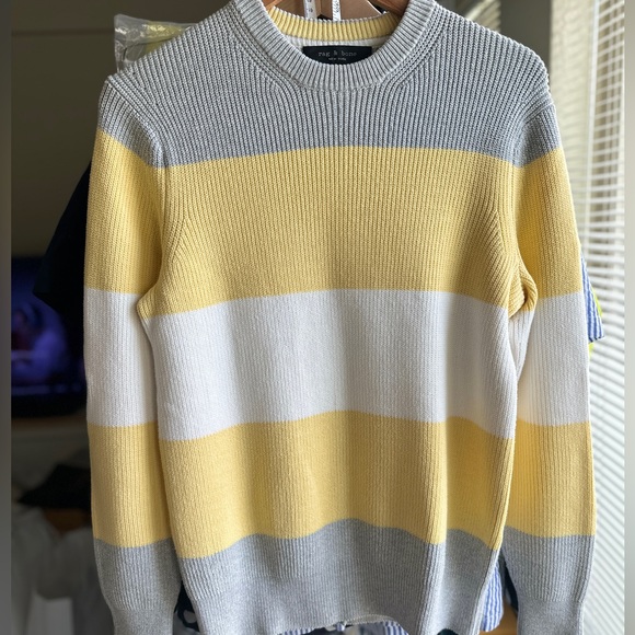 Rag and bone yellow stripe pullover jumper - Picture 3 of 5